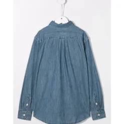 Barn Brodert Denim Skjorte Blå