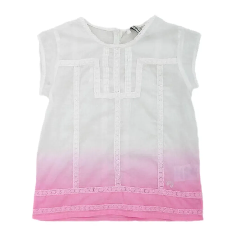 Barn Kina Bluse, Kortermet, Hvit/Rosa