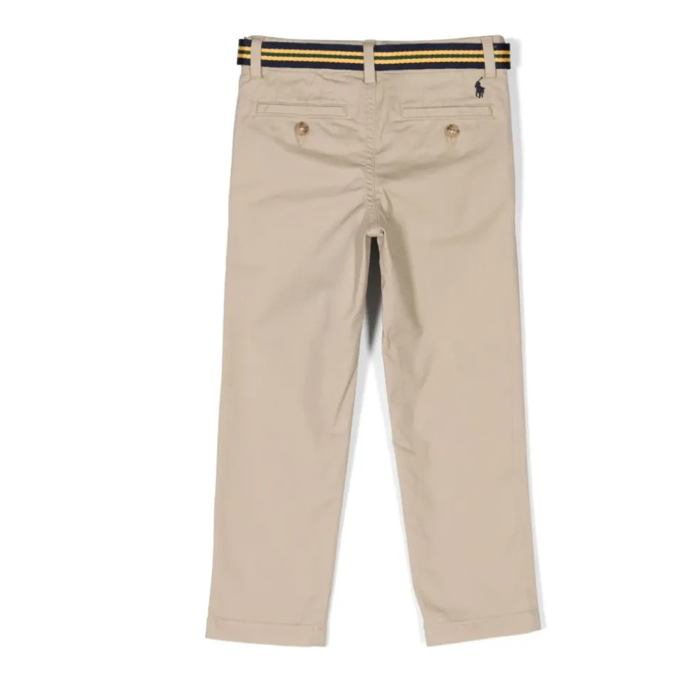 Beige Bomullsblanding Slim Fit Bukser