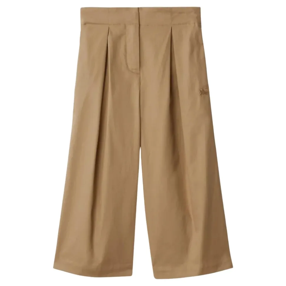 Beige bomullslogo-bukser for barn