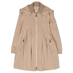 Beige Lang Twill Polyester Jakke