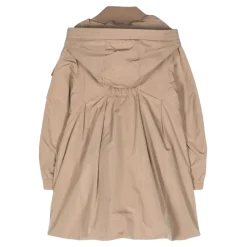 Beige Lang Twill Polyester Jakke