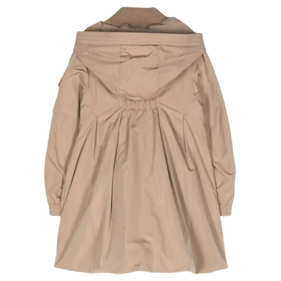 Beige Lang Twill Polyester Jakke