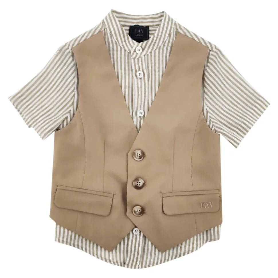 Beige Nyfødt Gutt Skjorte
