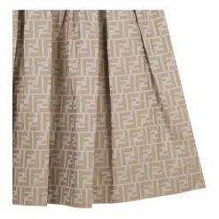 Beige og hvit jacquardkjole