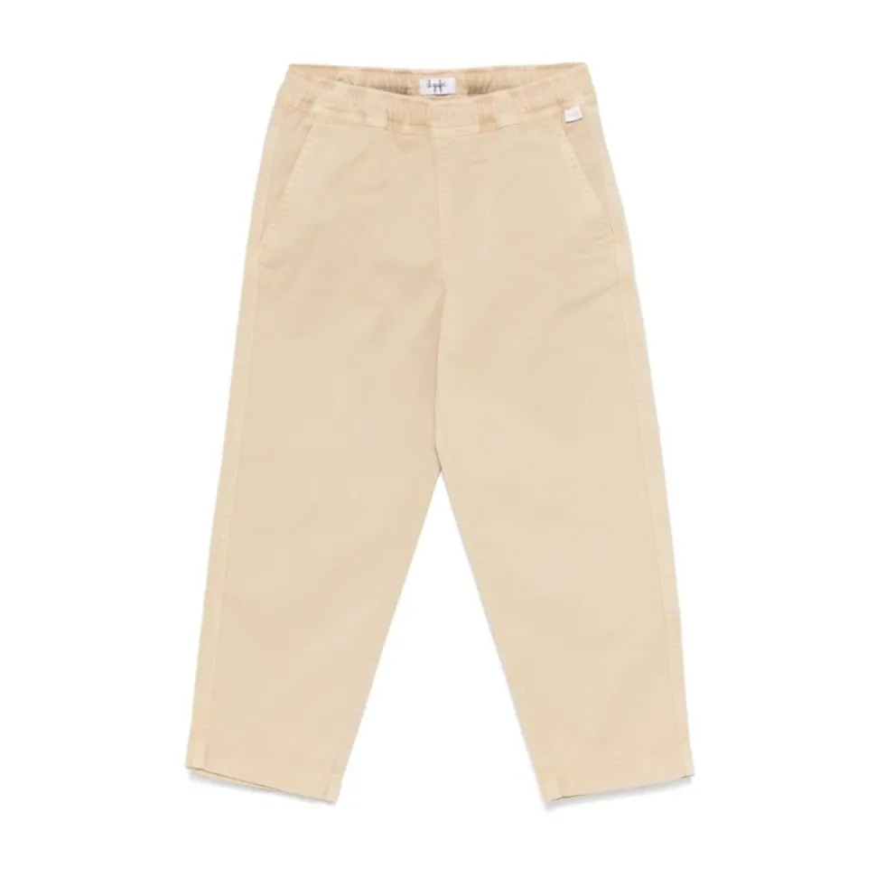 Beige Twill Bomullsbukser Tapered Ben
