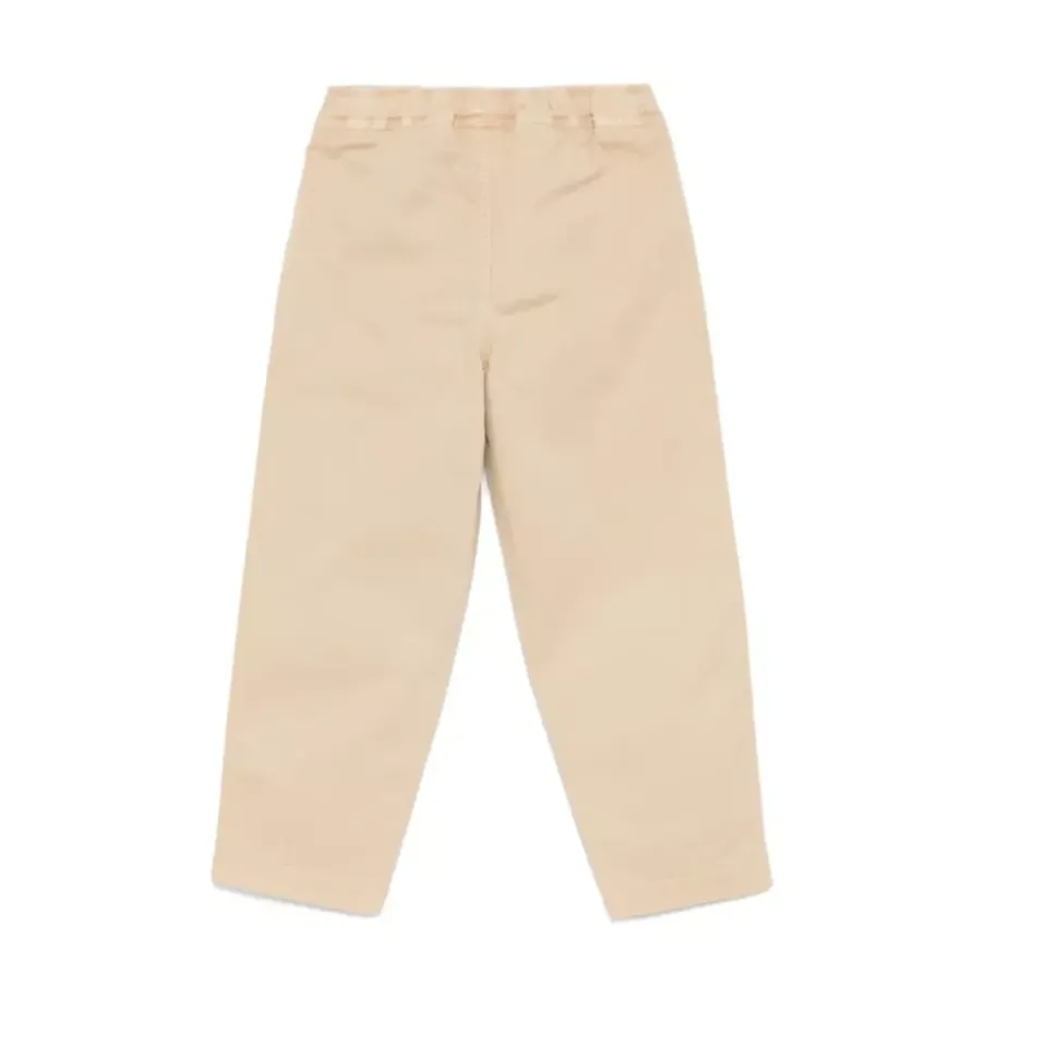 Beige Twill Bomullsbukser Tapered Ben