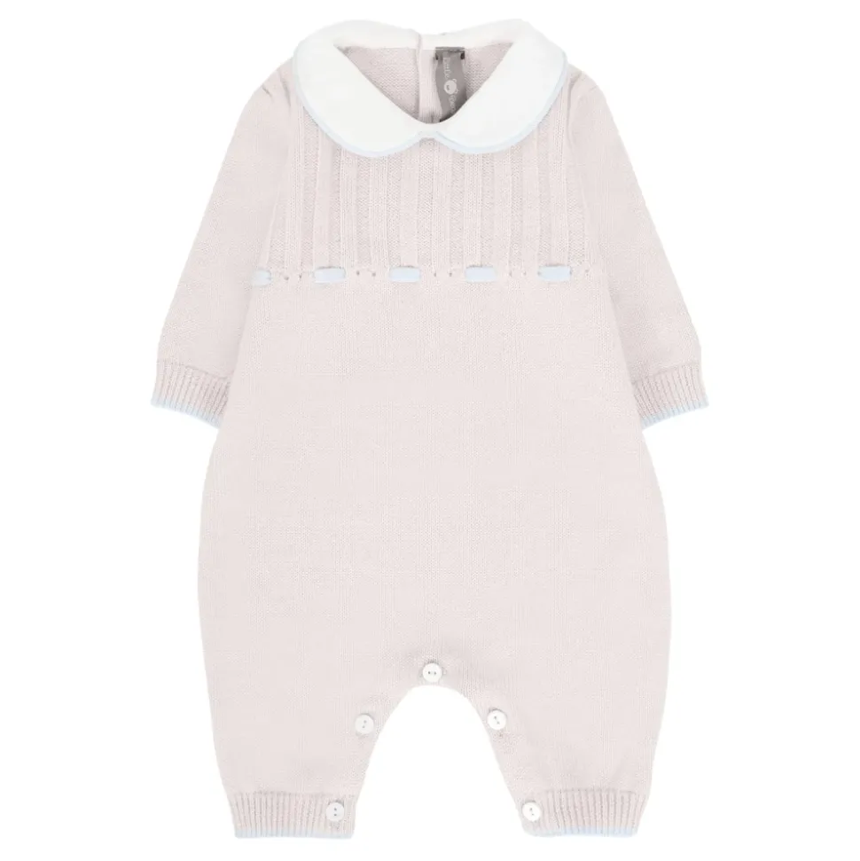 Beige ull jumpsuit med Peter Pan-krage