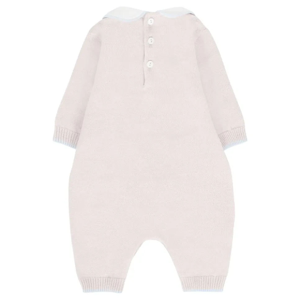 Beige ull jumpsuit med Peter Pan-krage