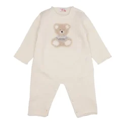 Beige Ull Romper med Broderi
