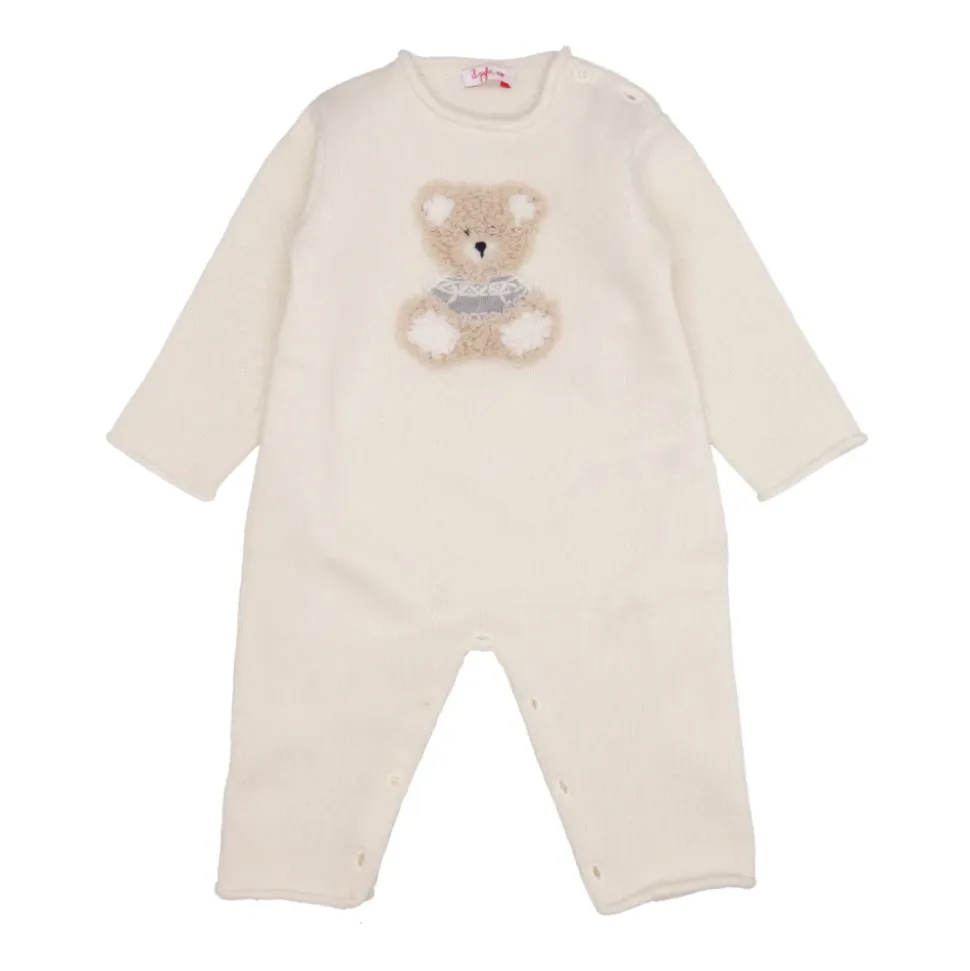 Beige Ull Romper med Broderi