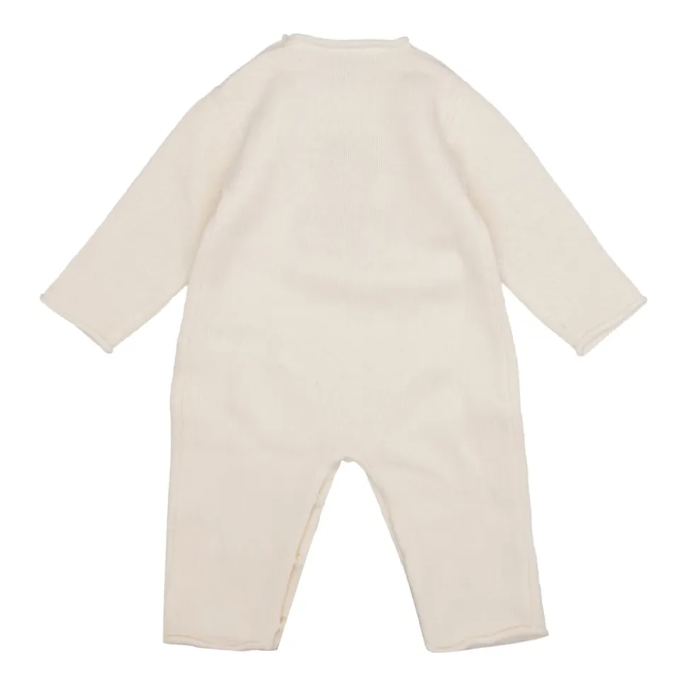 Beige Ull Romper med Broderi