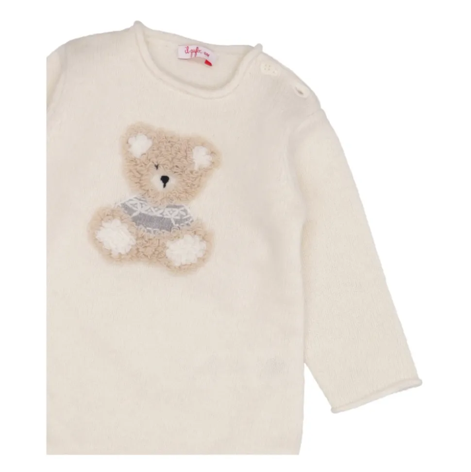 Beige Ull Romper med Broderi