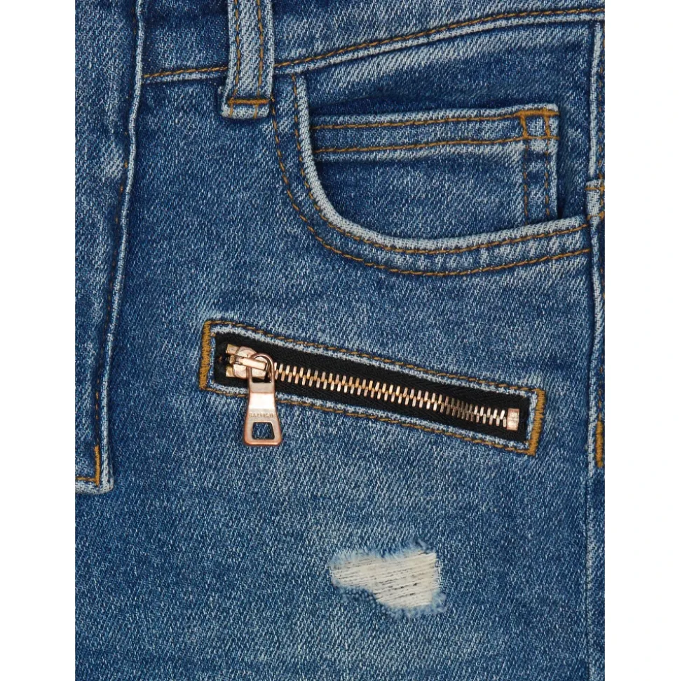 Blå denim biker jeans