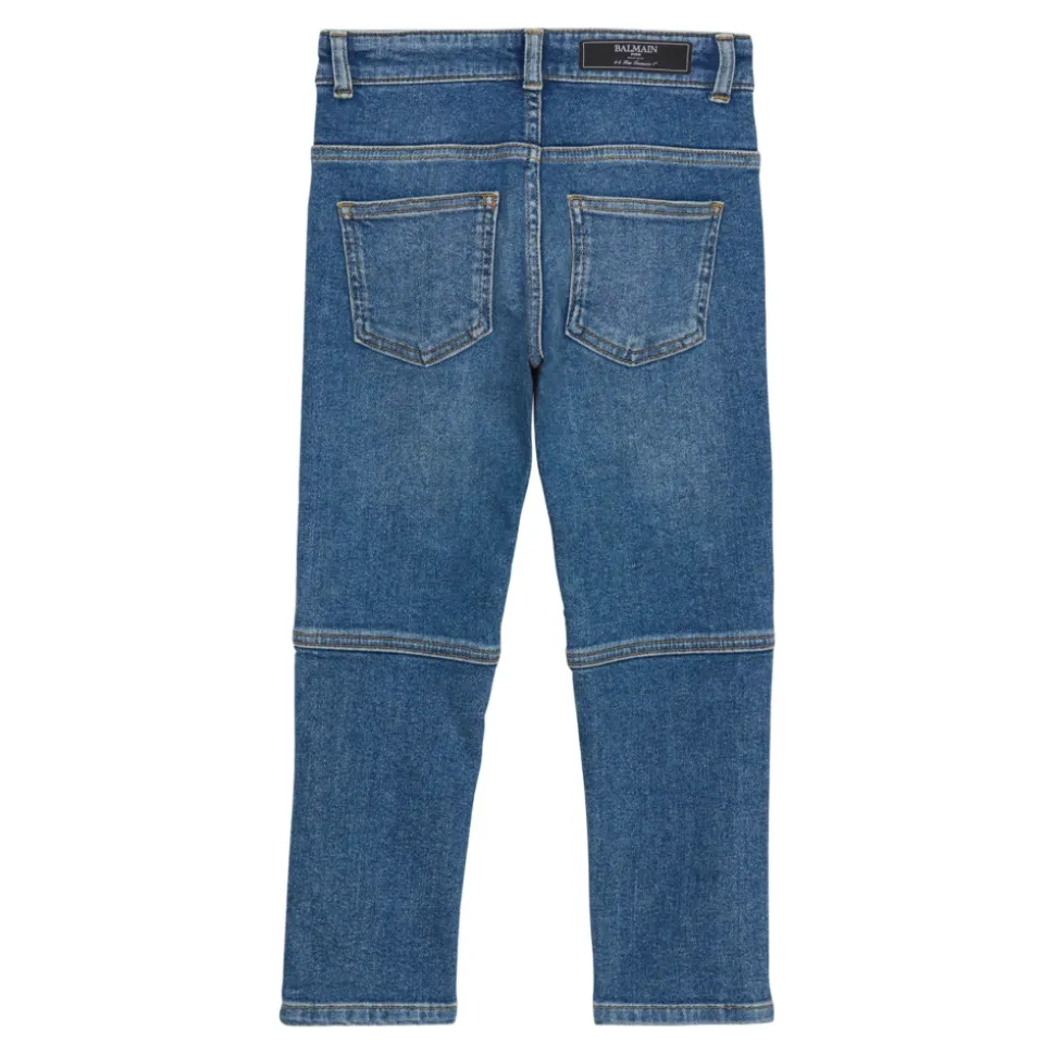 Blå denim biker jeans