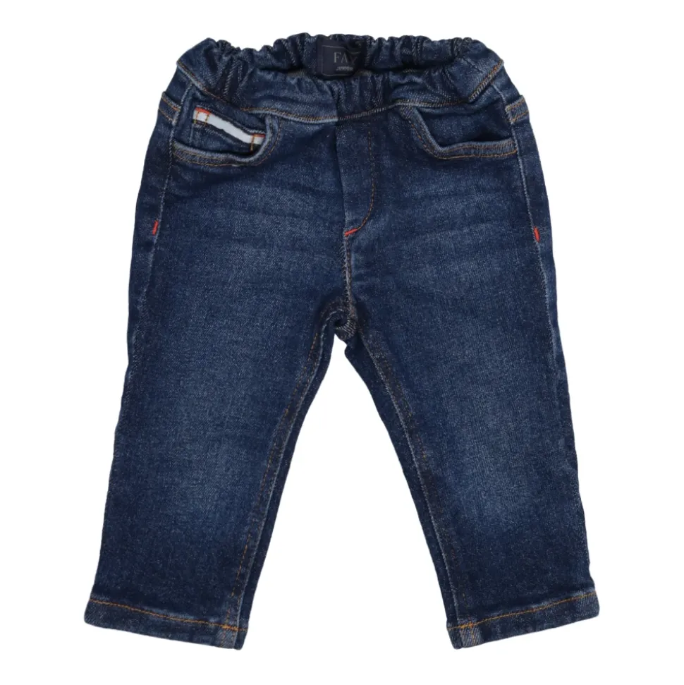 Blå Denim Jeans med Elastisk Liv