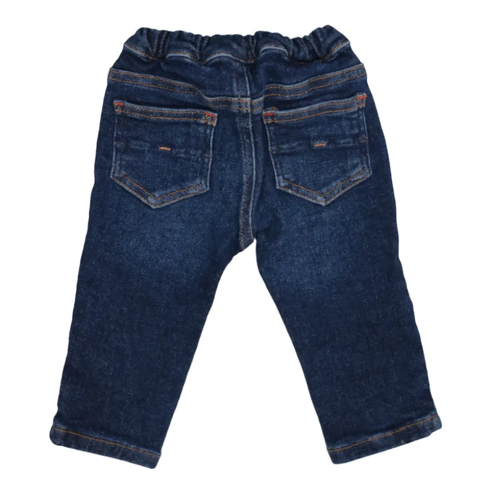 Blå Denim Jeans med Elastisk Liv