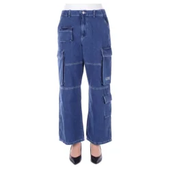 Blå glidelås jeans med lommer