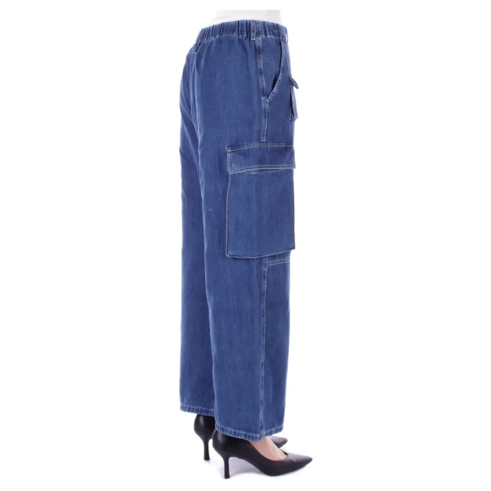 Blå glidelås jeans med lommer
