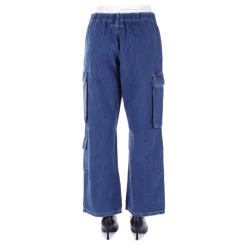 Blå glidelås jeans med lommer