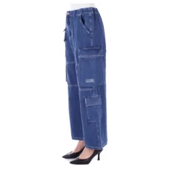 Blå glidelås jeans med lommer