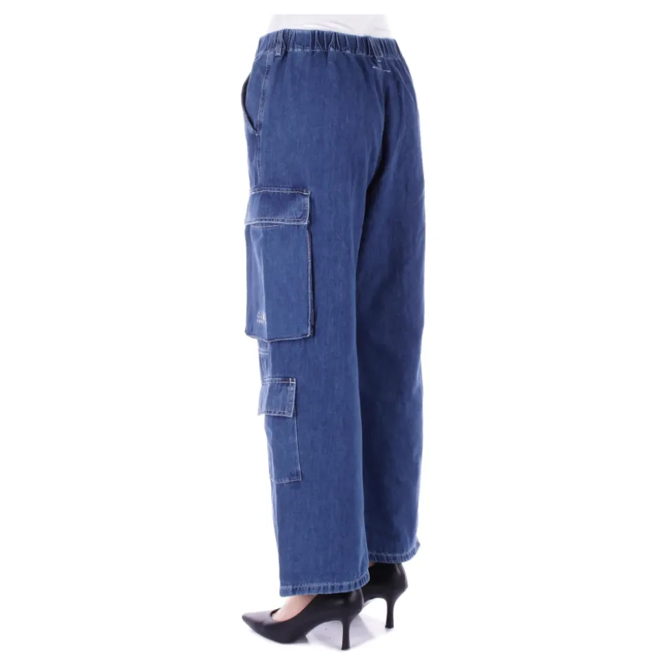 Blå glidelås jeans med lommer