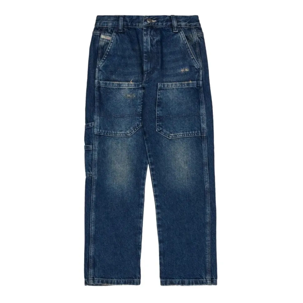 Blå Jeans med Frontknappelukking