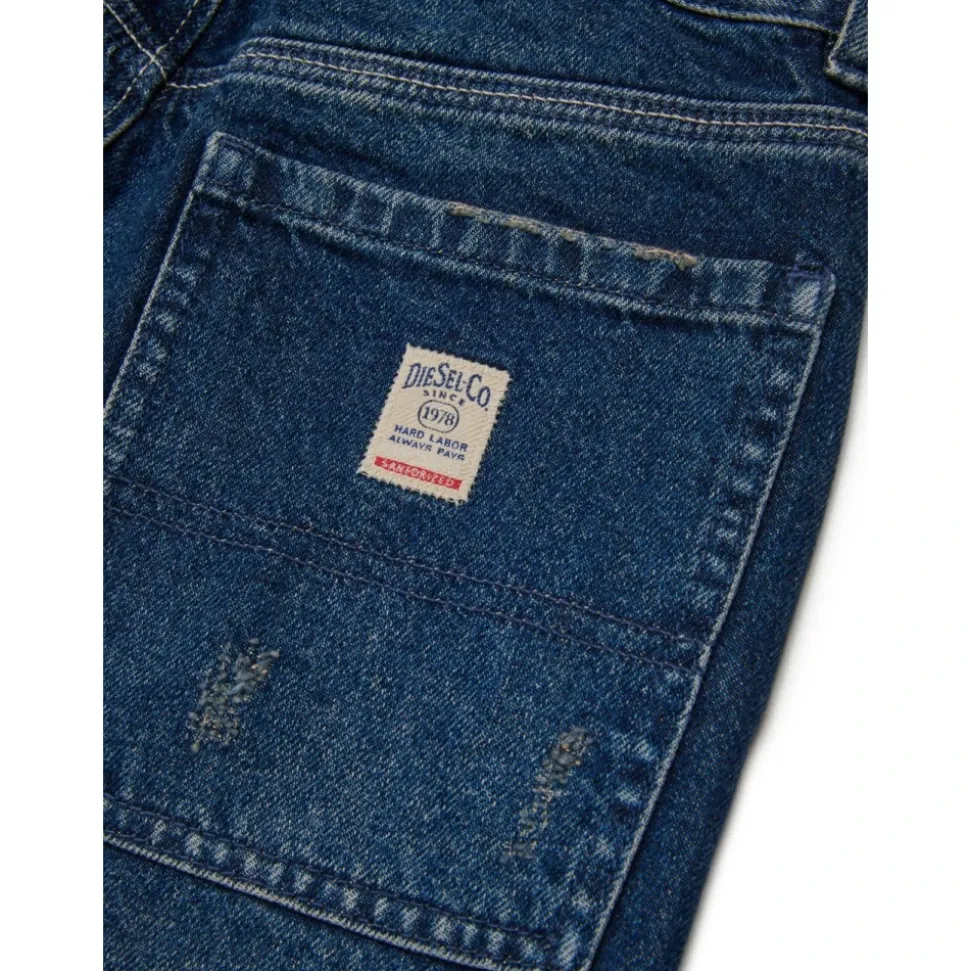 Blå Jeans med Frontknappelukking