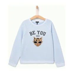 Blå Leopard Brodert Sweatshirt
