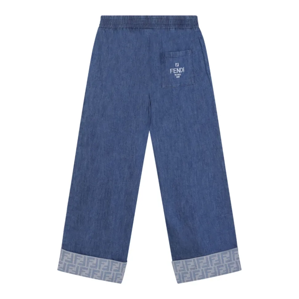 Blå lettvekts denim bukser