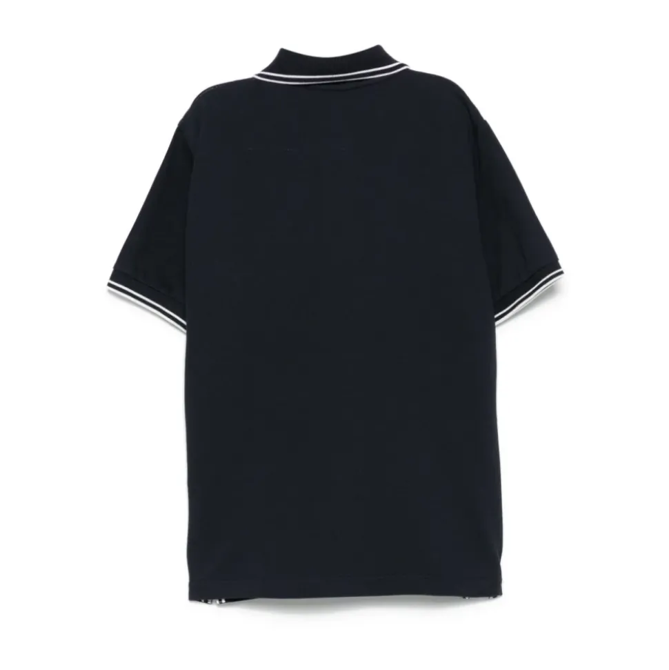 Blå Stone Island Poloskjorte med Stripete Kant