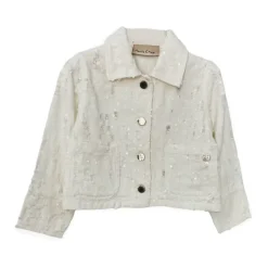 Bomullsjakke med denim-effekt og paljetter