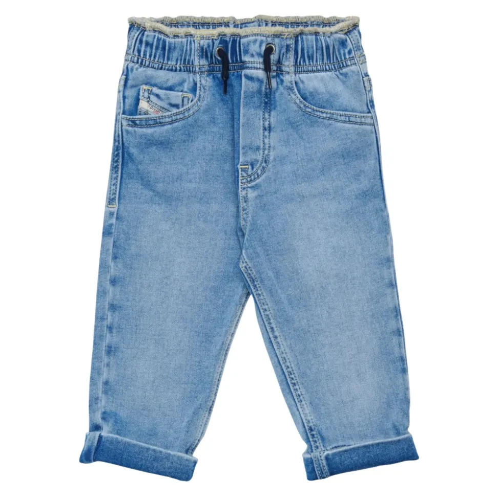 Bomullsjeans med elastisk midje og mansjetter