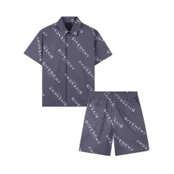 Bomullssett med logo-skjorte og shorts