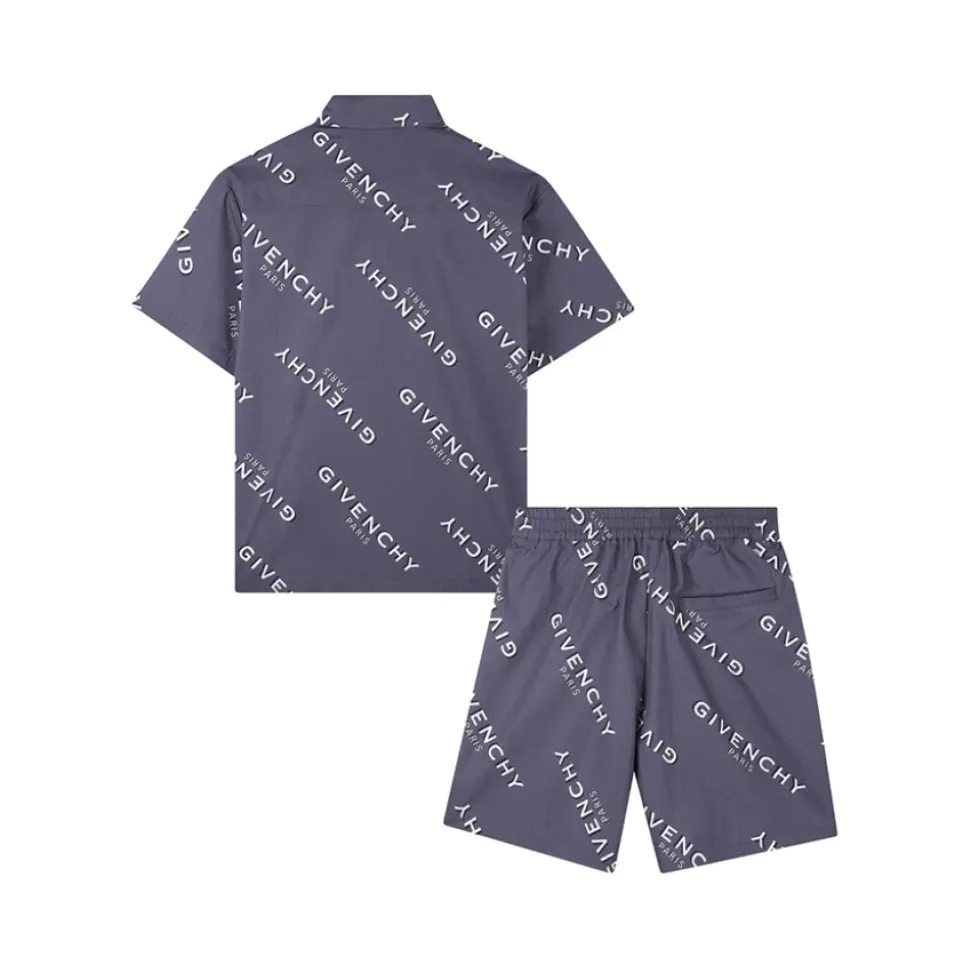 Bomullssett med logo-skjorte og shorts