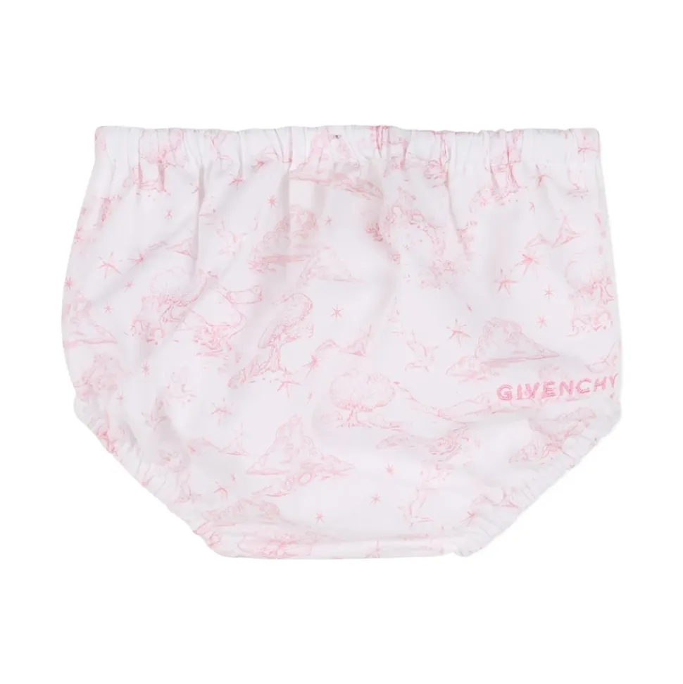 Bomullssett med trykt kjole og bloomers