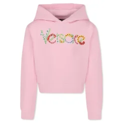 Brodert blomsterlogo barnehettegenser