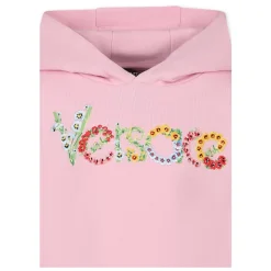 Brodert blomsterlogo barnehettegenser