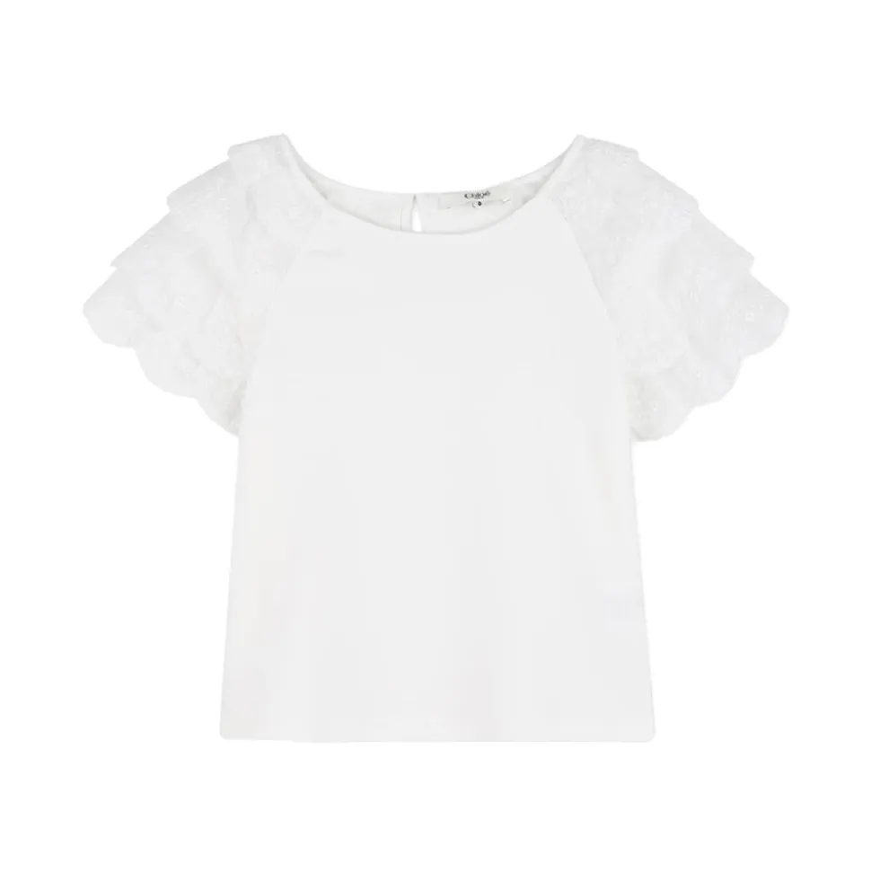 Brodert bomulls-t-skjorte