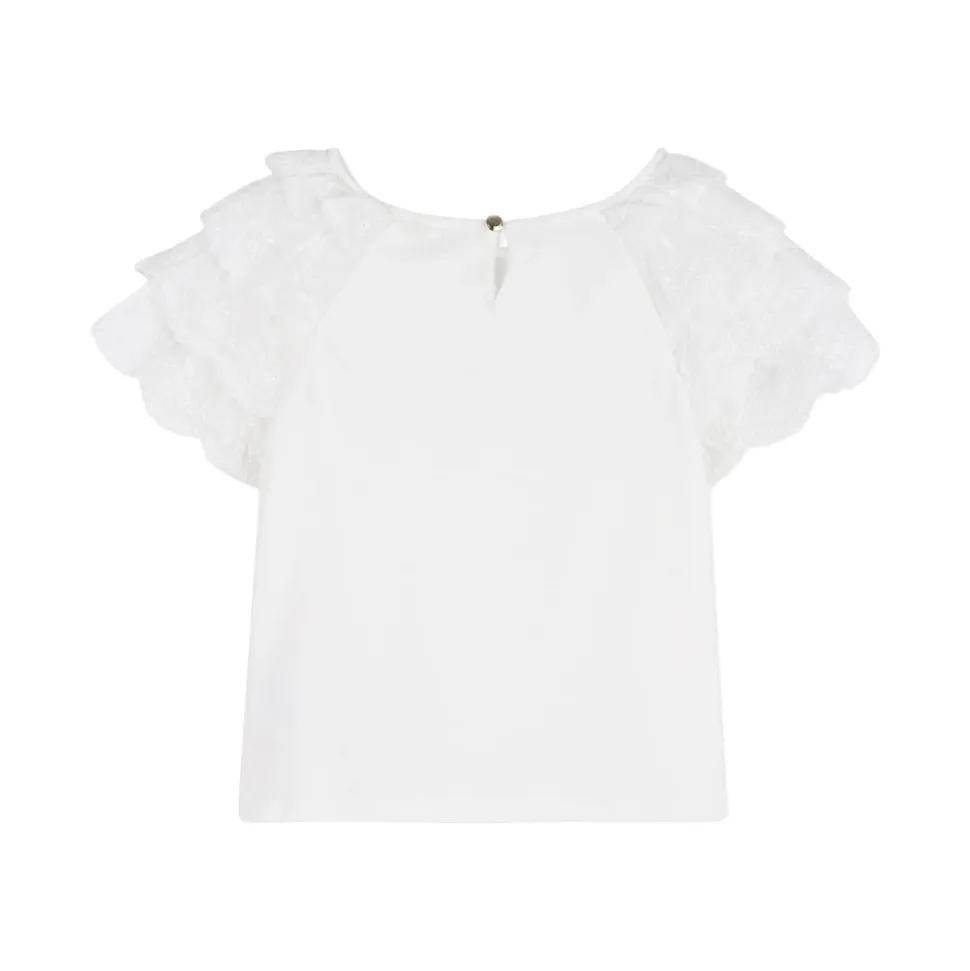 Brodert bomulls-t-skjorte