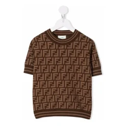 Brun Crewneck-topp med gresk nøkkelmønster