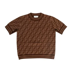 Brun Crewneck-topp med gresk nøkkelmønster