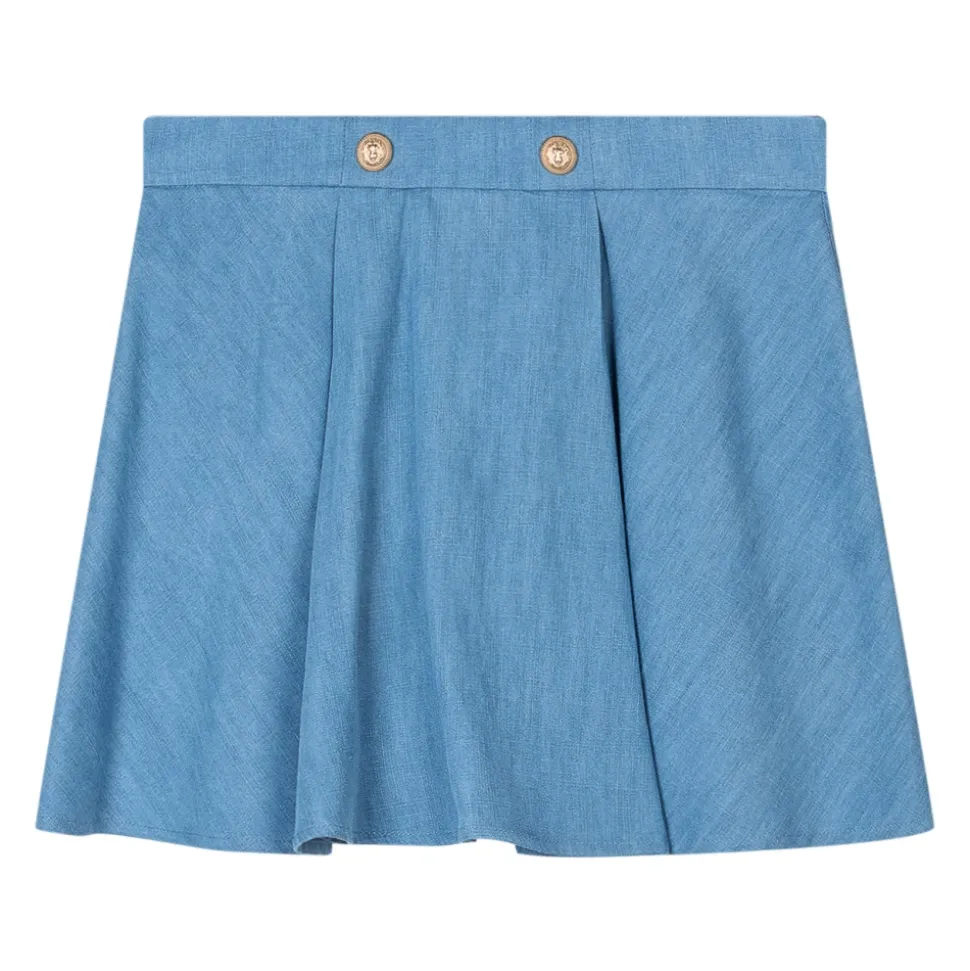 Button Pleated Skirt