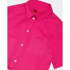 Camicia in cotone con logo ricamato sul petto