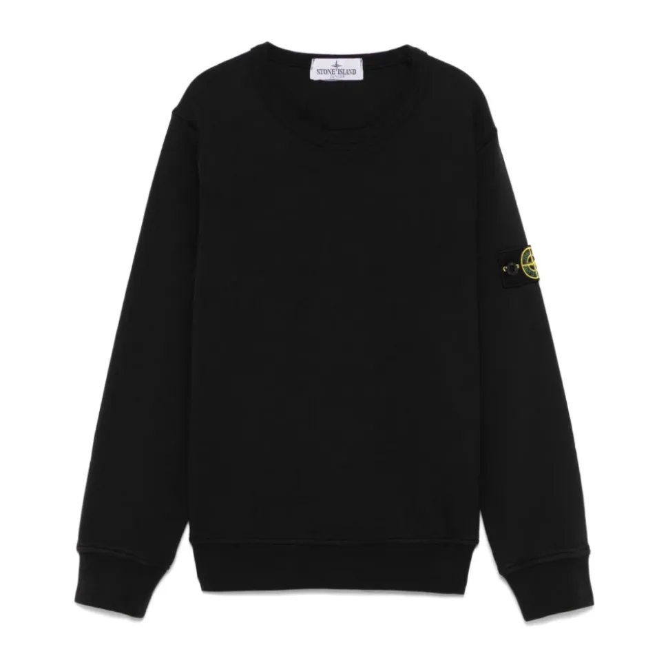 Compass Motif Ribbestrikket Sweatshirt