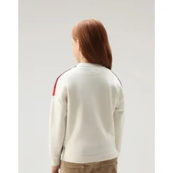 Crewneck-genser med rutete front og brodert logo