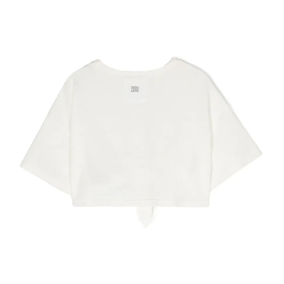 Cropped T-skjorte med frontstropper og logo trykk