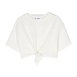 Cropped T-skjorte med frontstropper og logo trykk