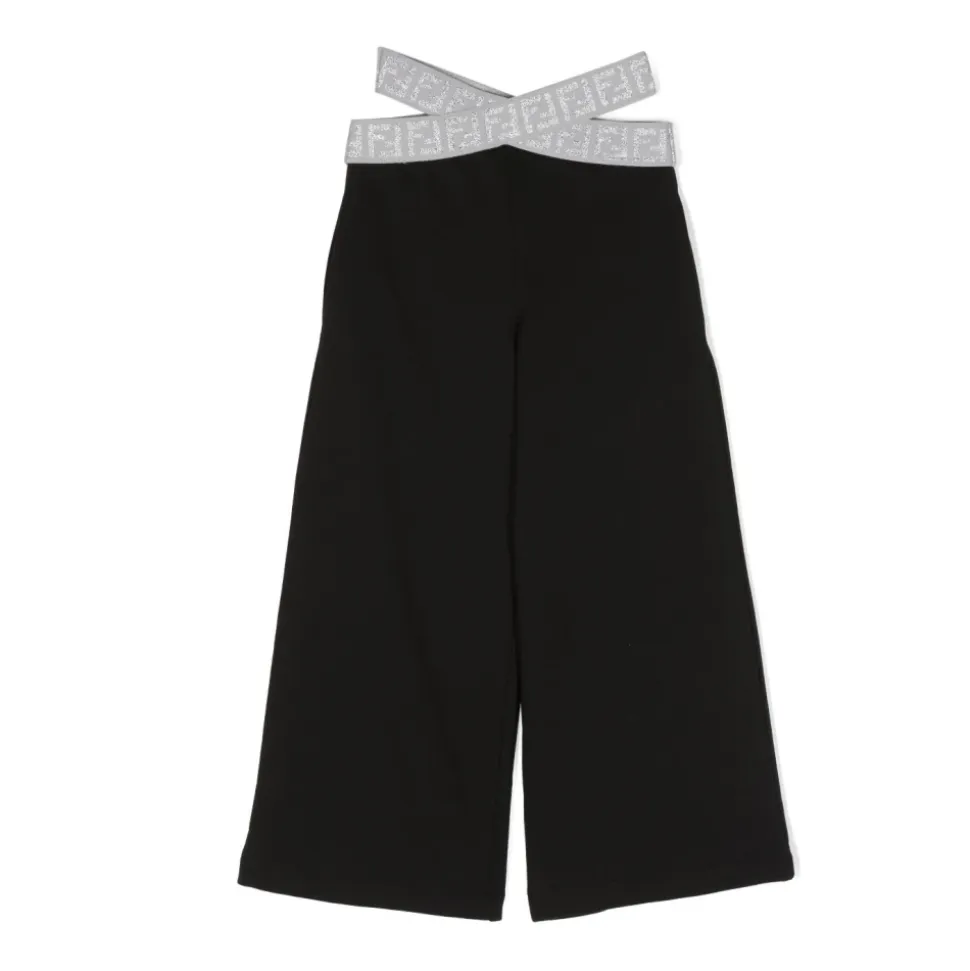 Crossover-Strap Wide Leg Trousers