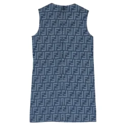 Denim bomullskjole med monogram